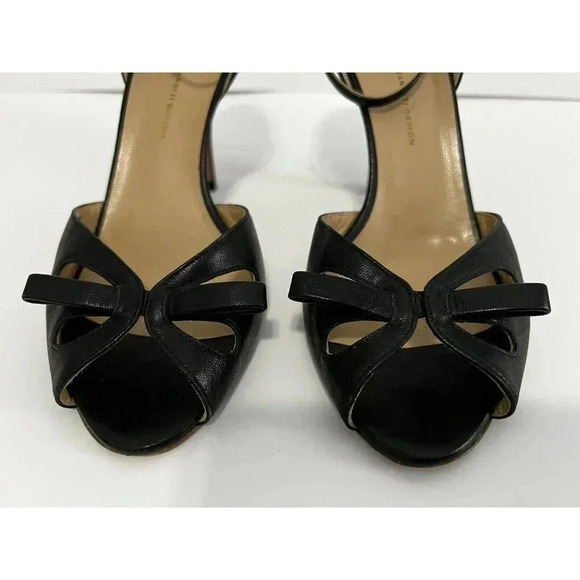 Giuseppe Zanotti High Heels Womens Size 39 8-8.5 Black Ankle Strap Open Toe Bow - Picture 2 of 8